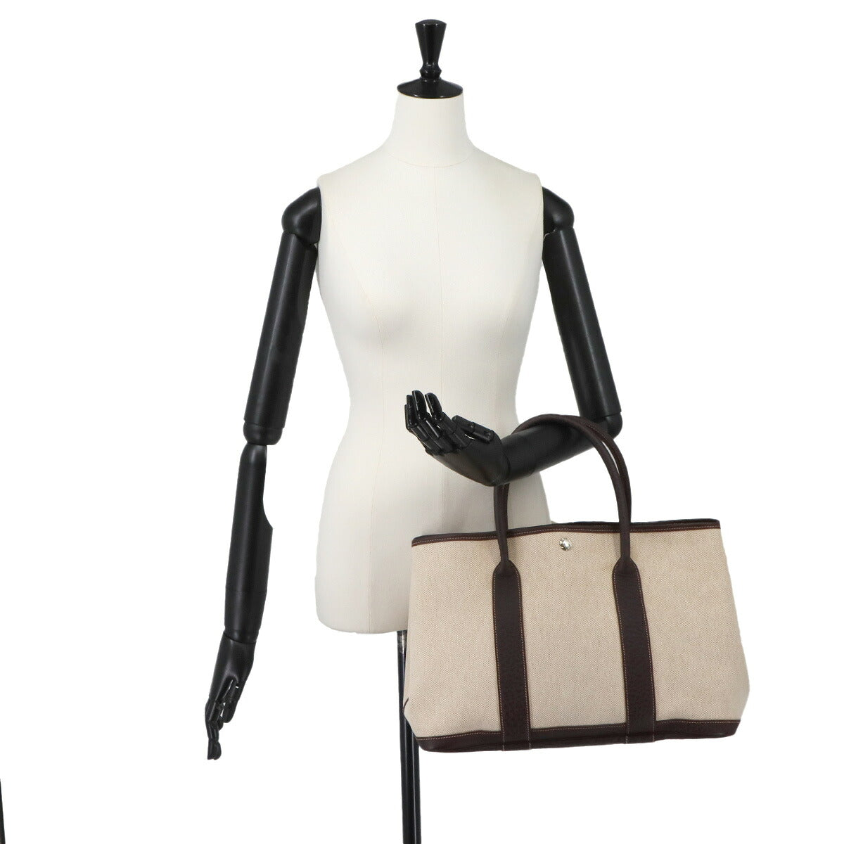 Garden Party PM Tote Bag Toile H Leather Natural Marron Purse