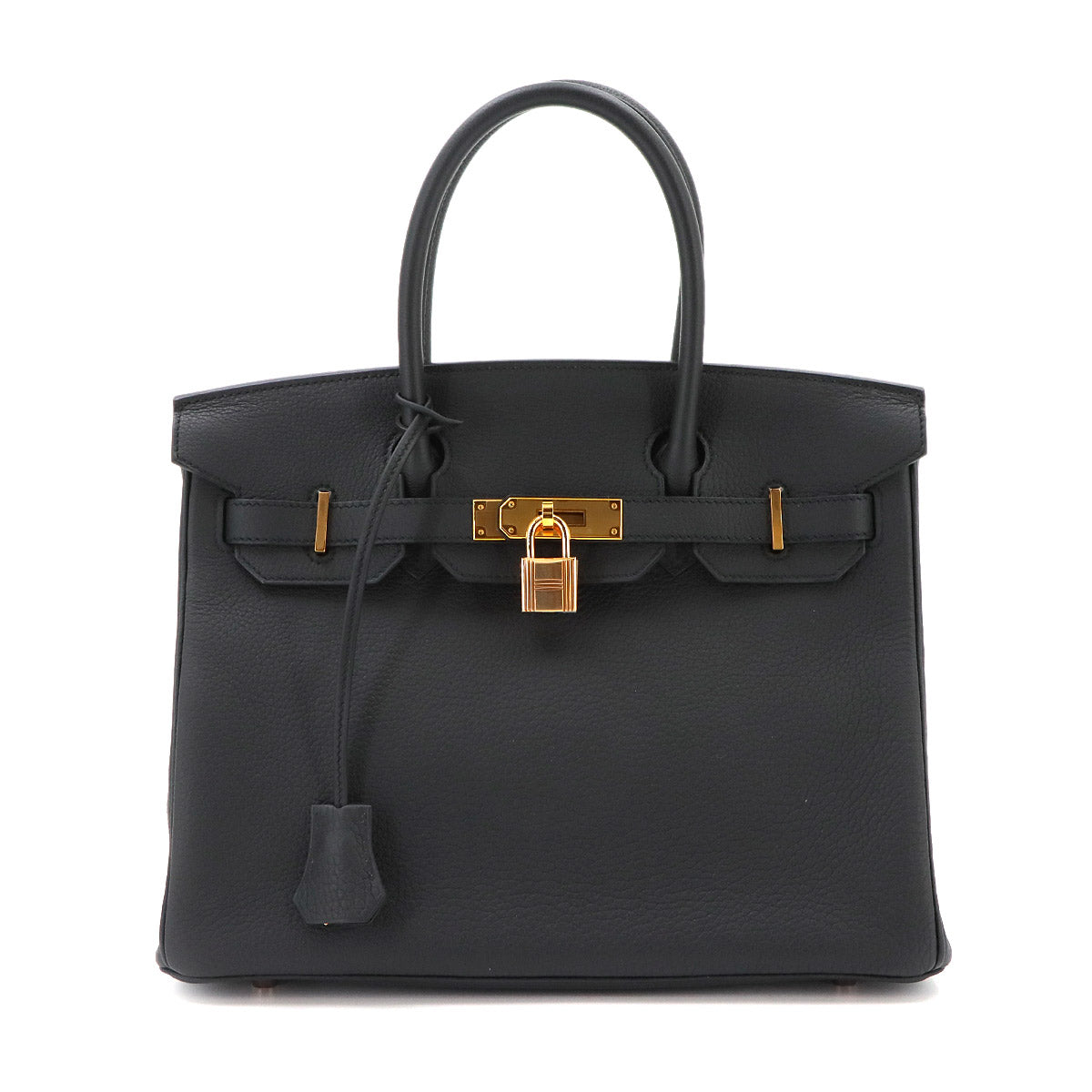 Birkin 30 Togo Leather Black Hand Bag Purse