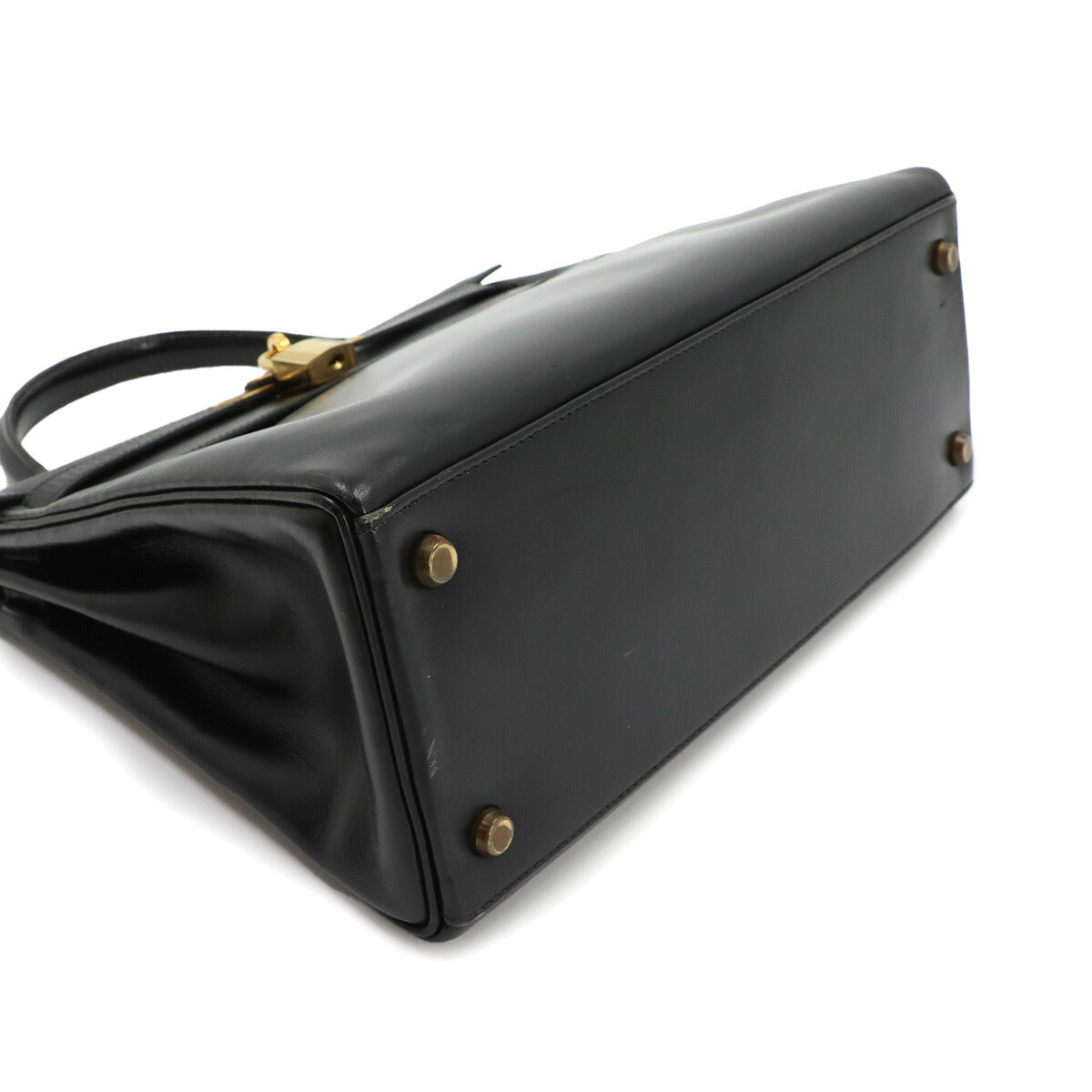 Kelly 28 Box carf Black 2way Hand Shoulder Bag Purse 90347011