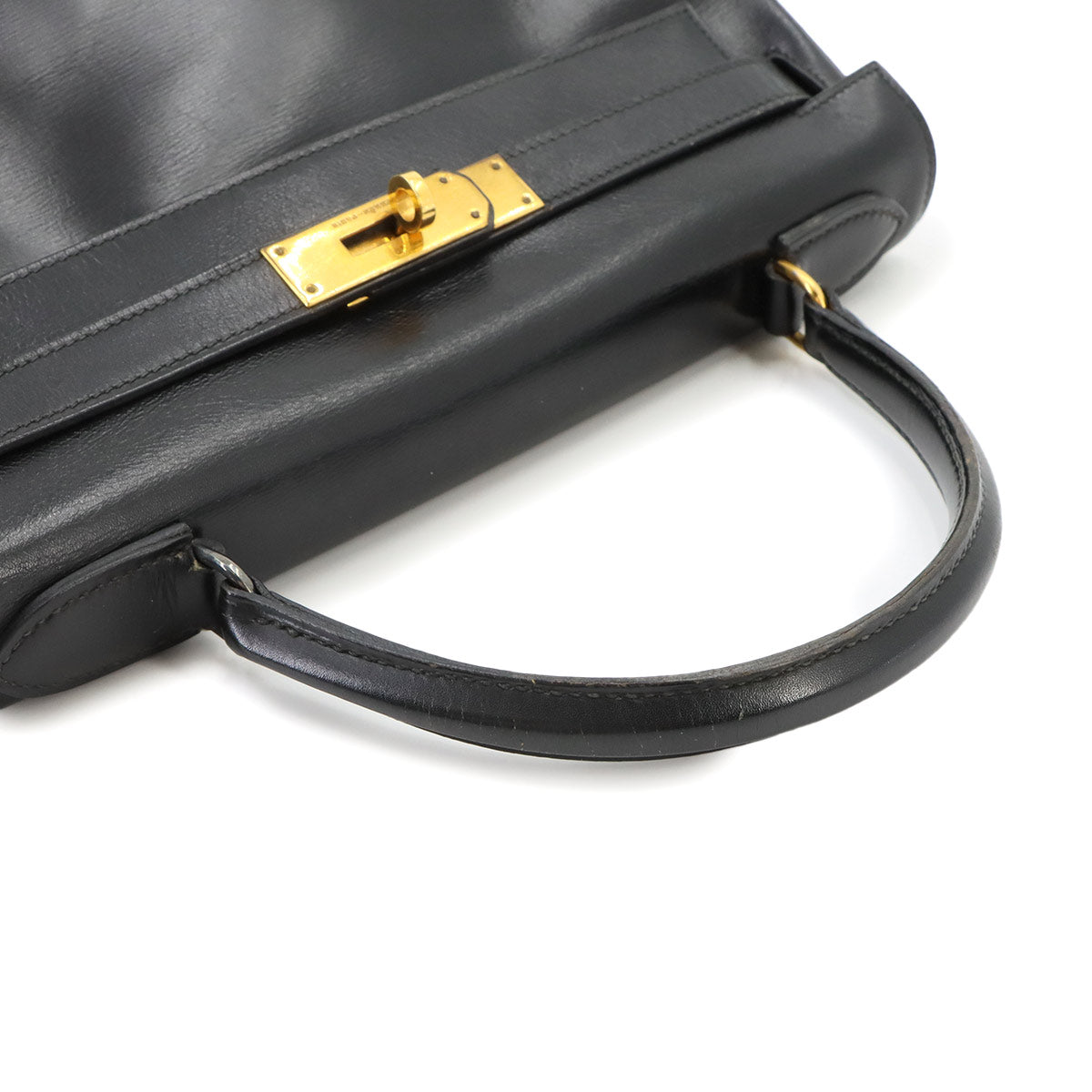 Kelly 28 Box carf Black 2way Hand Shoulder Bag Purse 90347011