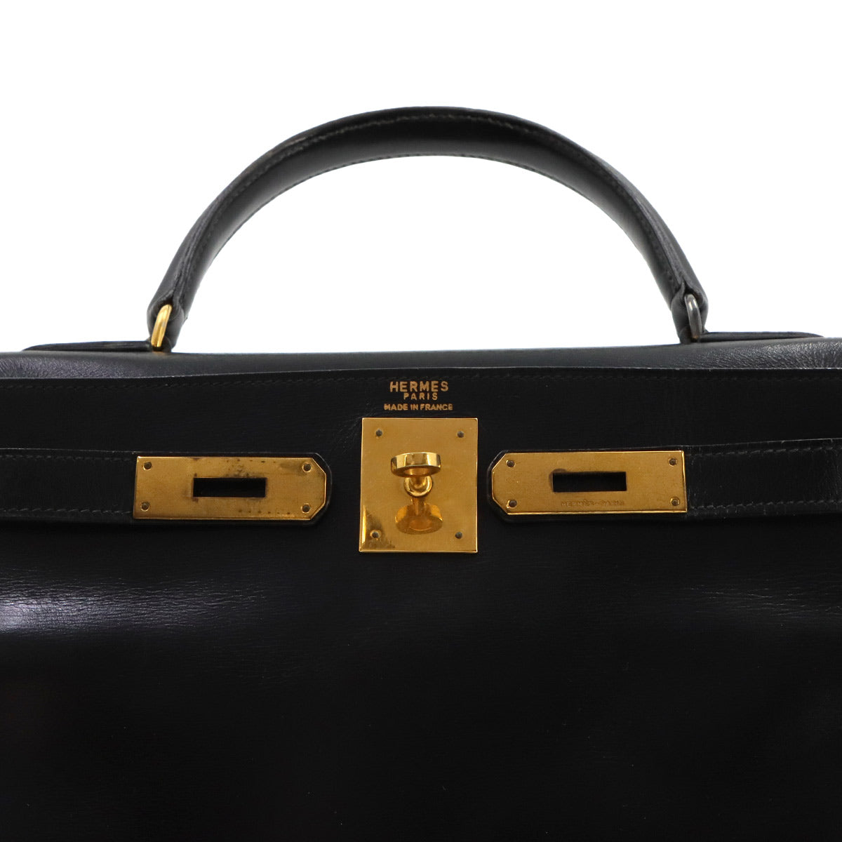 Kelly 28 Box carf Black 2way Hand Shoulder Bag Purse 90347011