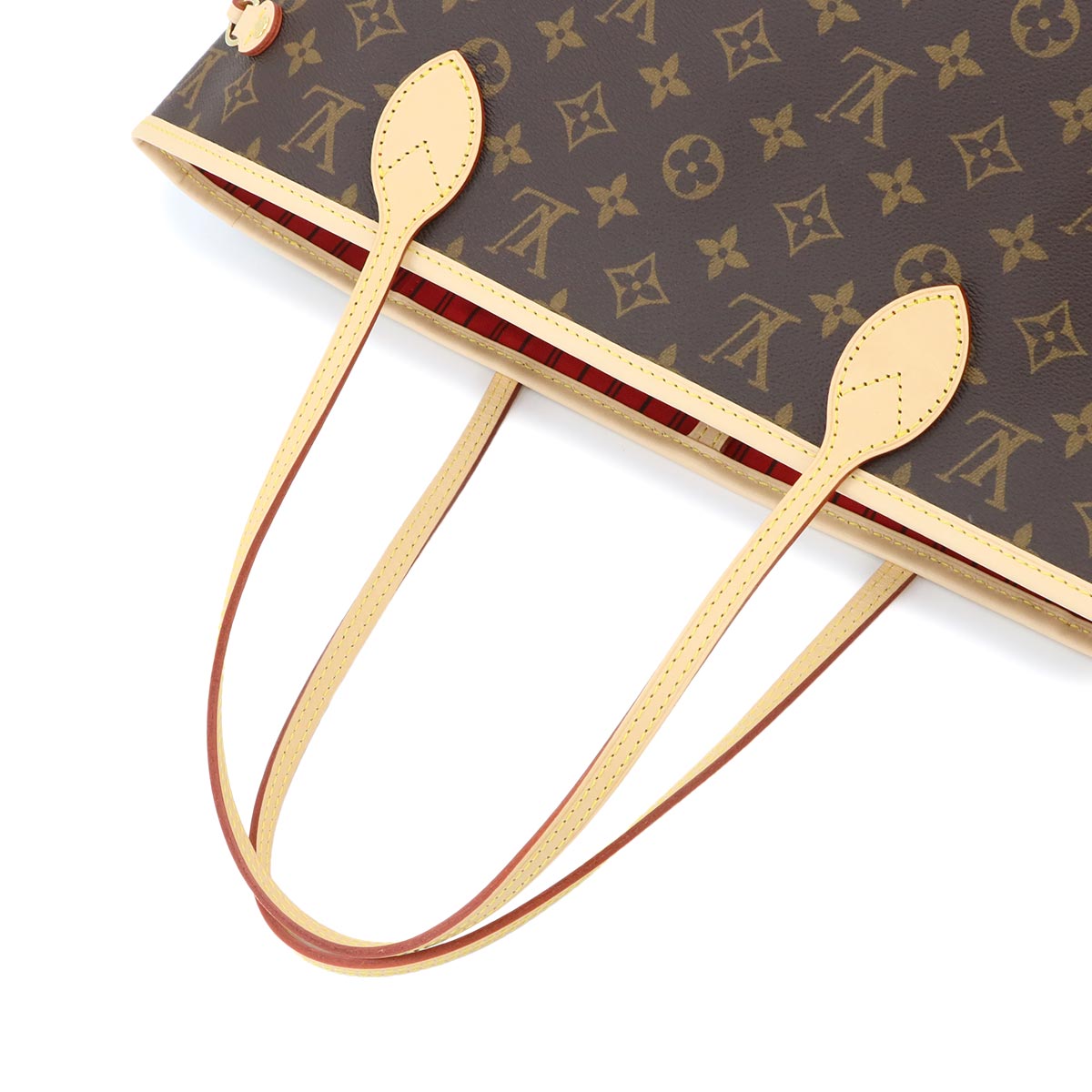 Monogram Neverfull MM Tote Bag Brown Cerise M46987