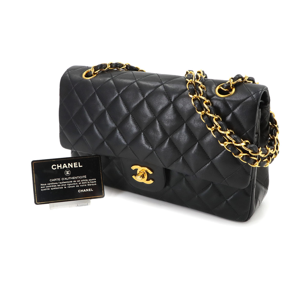 Matelasse 25 Chain Shoulder Bag Leather Black A01112