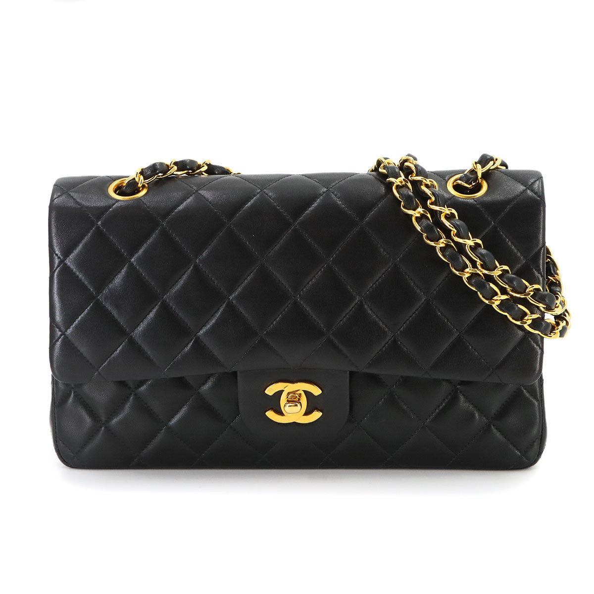 Matelasse 25 Chain Shoulder Bag Leather Black A01112