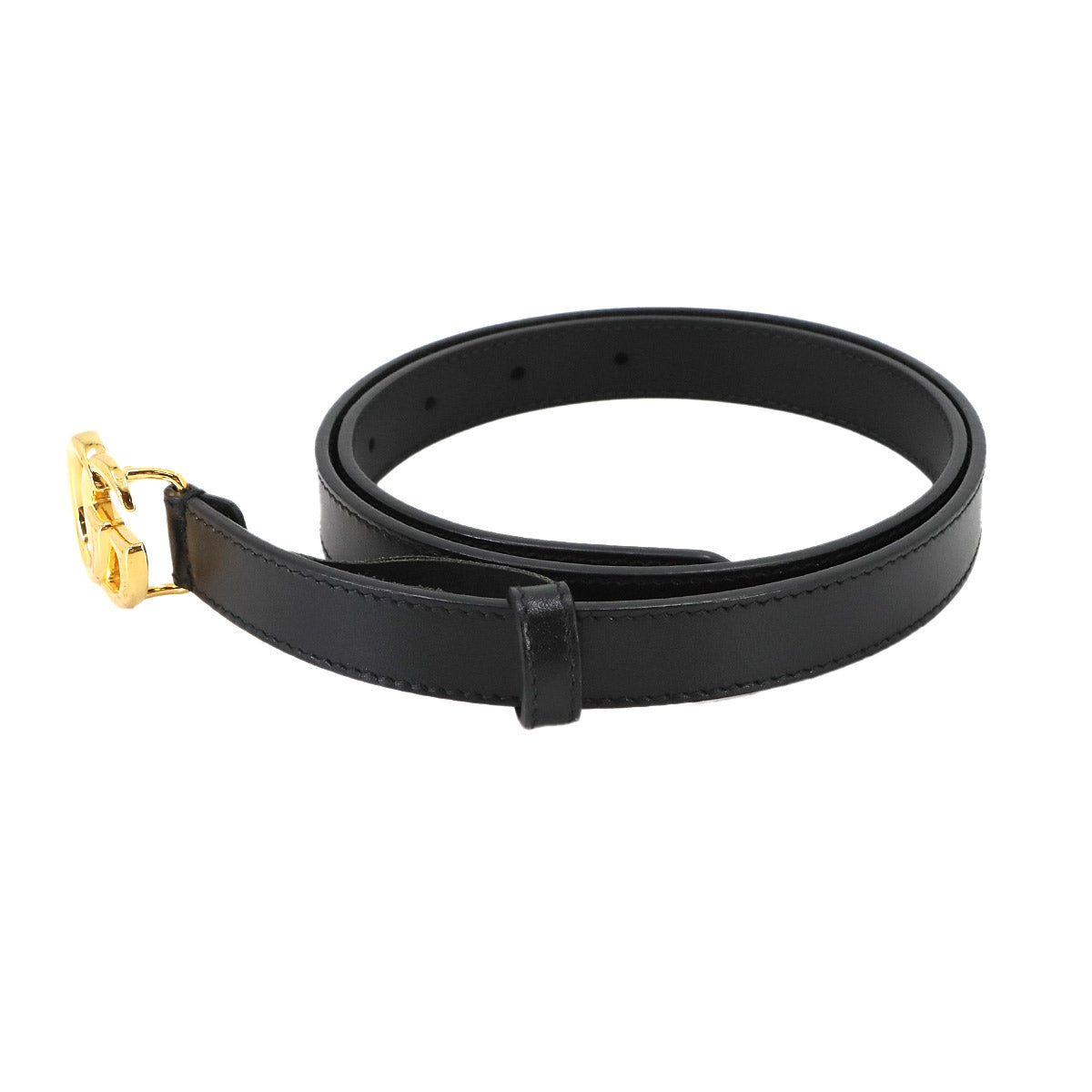 Double G Slim Belt Leather Black 409417 Size 80