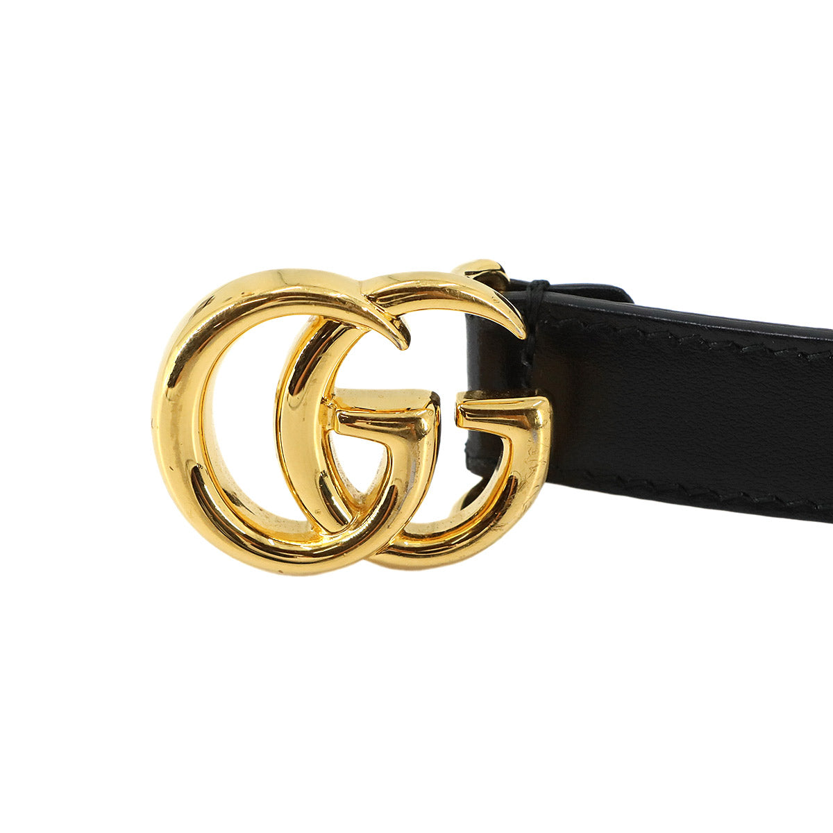 Double G Slim Belt Leather Black 409417 Size 80