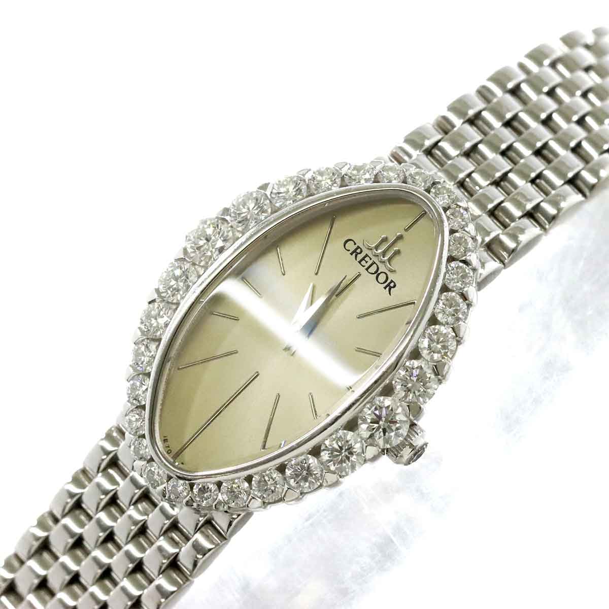 CREDOR GTTE665 1E70 0BB0 Diamond 750WG Quartz Silver Dial