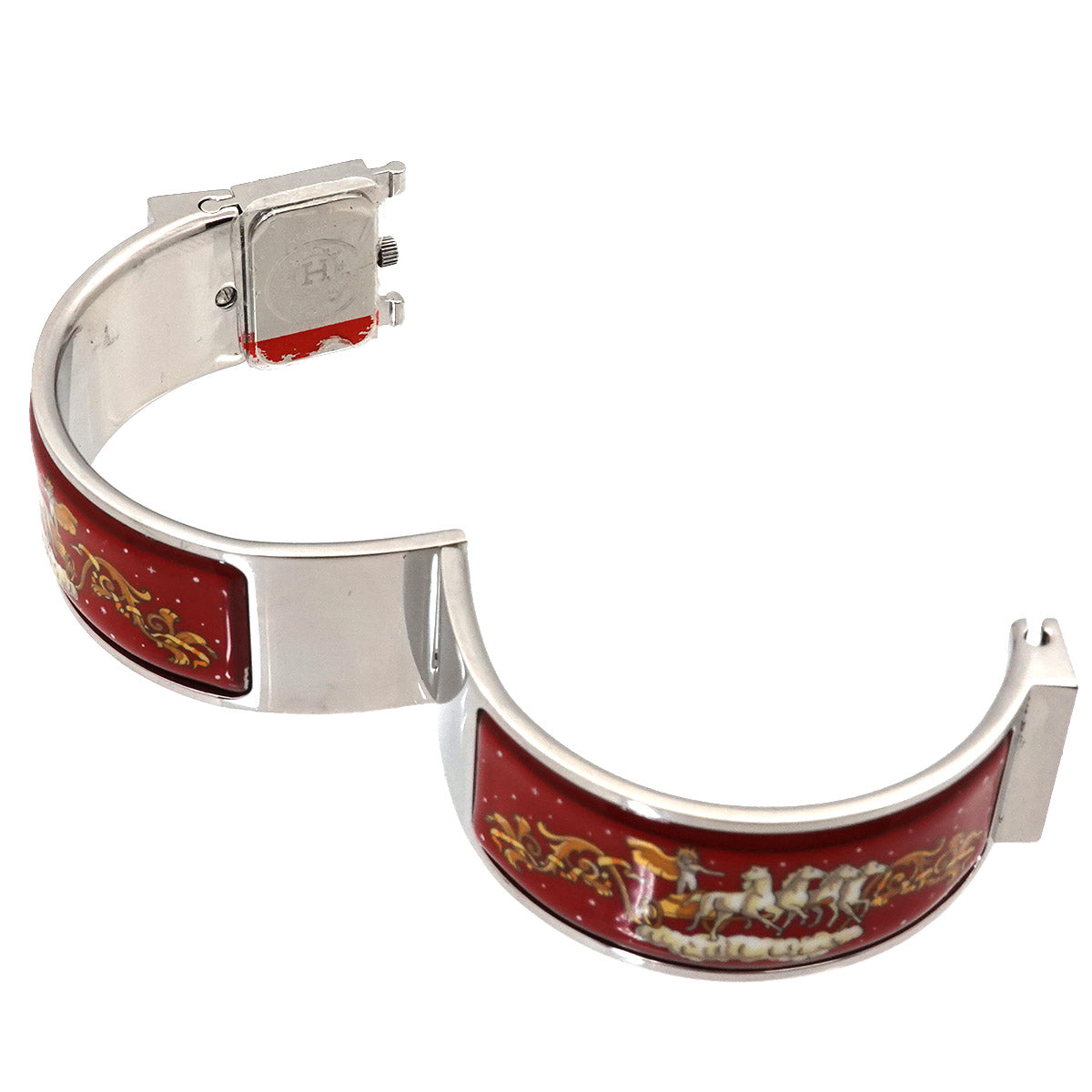 HERMES Loquet LO1.210 Bangle Watch Quartz Silver Dial Ladies