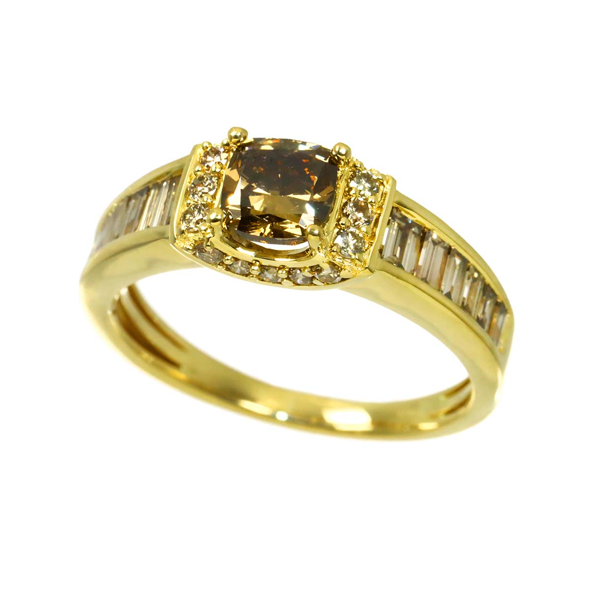 Diamond 1.00ct/0.80ct Ring 18K YG 750 Size8.25(US)