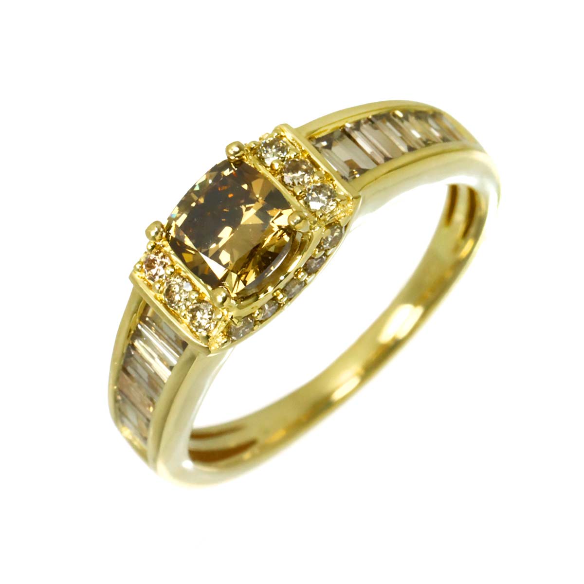 Diamond 1.00ct/0.80ct Ring 18K YG 750 Size8.25(US)