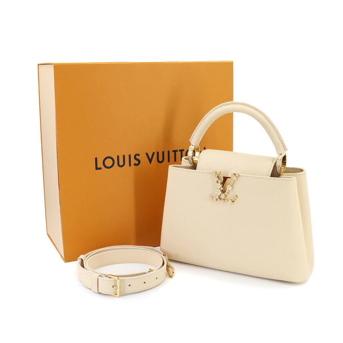 Capucines BB Hand Shoulder Bag Taurillon Leather Beige