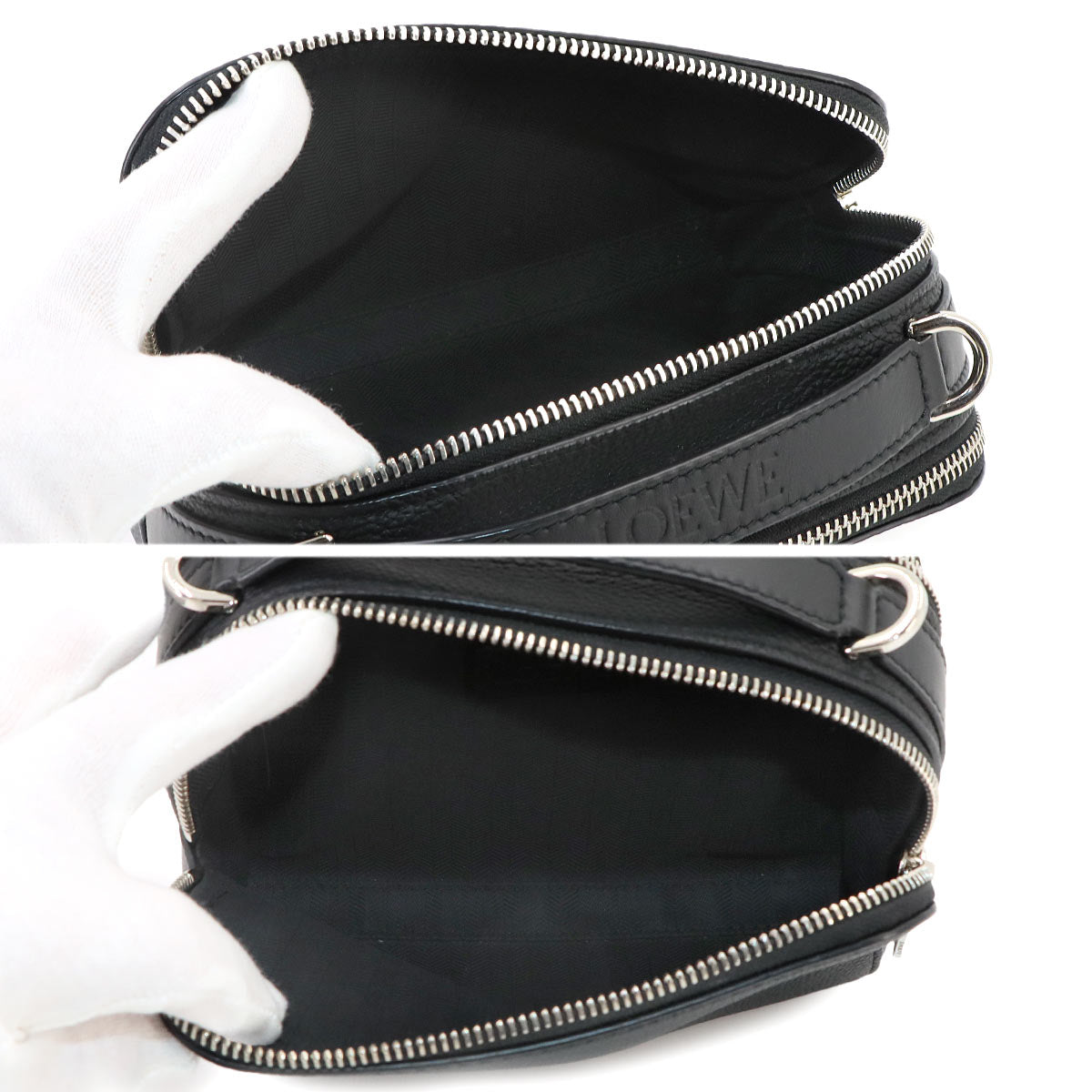Mini crossbody camera Bag Hand Shoulder Bag Leather Black Anagram