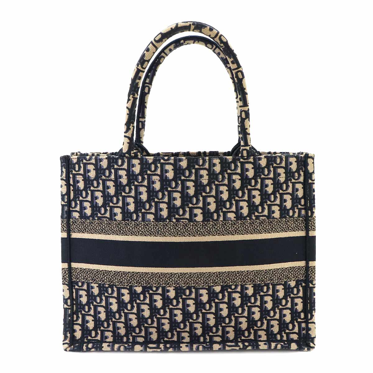 Oblique Book Tote Medium Bag Canvas Navy M1296ZRIW