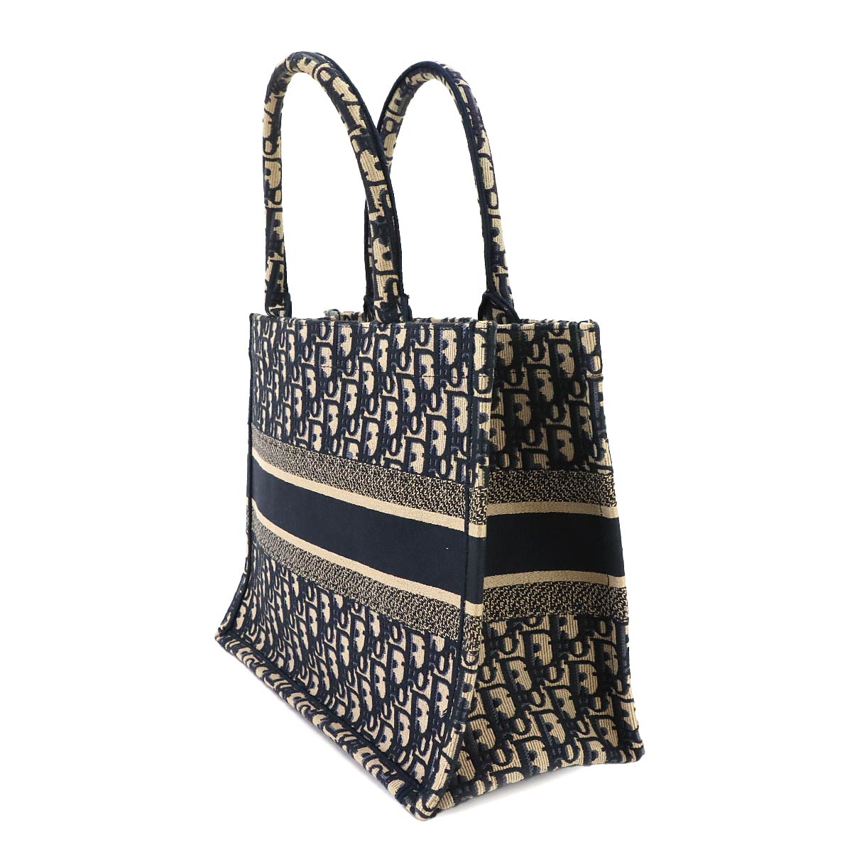 Oblique Book Tote Medium Bag Canvas Navy M1296ZRIW