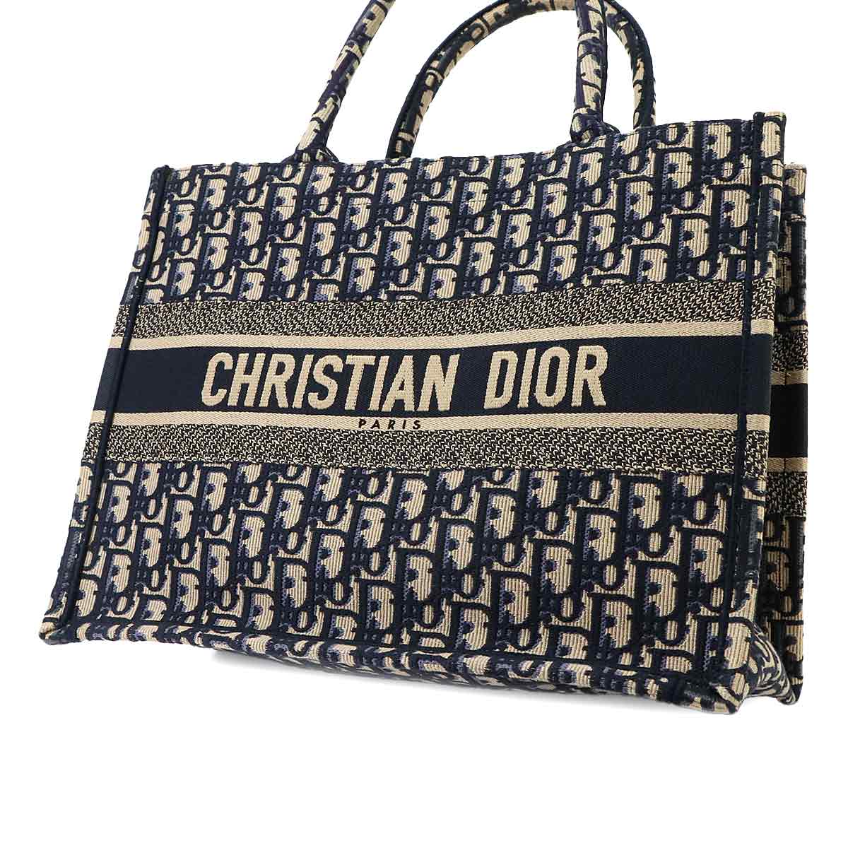 Oblique Book Tote Medium Bag Canvas Navy M1296ZRIW