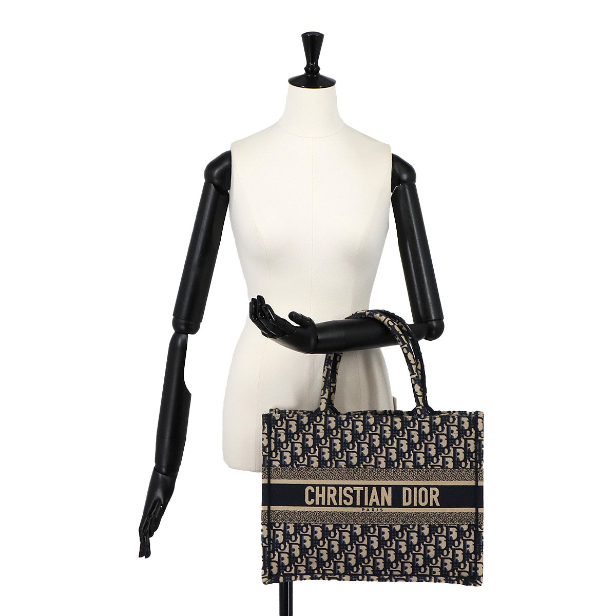 Oblique Book Tote Medium Bag Canvas Navy M1296ZRIW