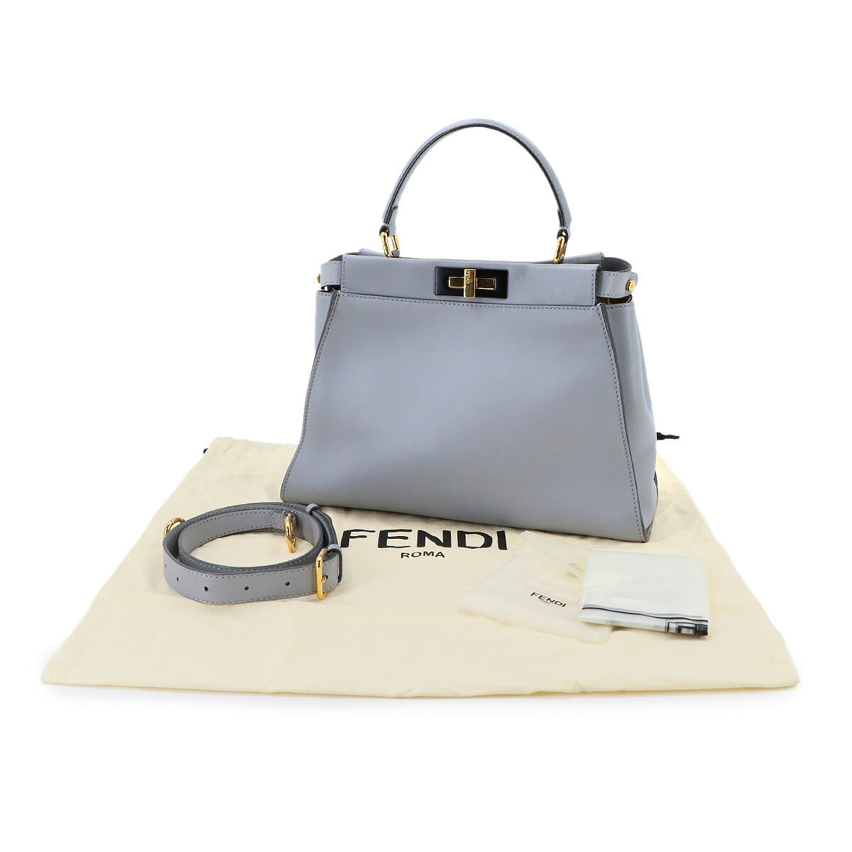 Peekaboo Regular Hand Shoulder Bag Leather Blue Gray 8BN290