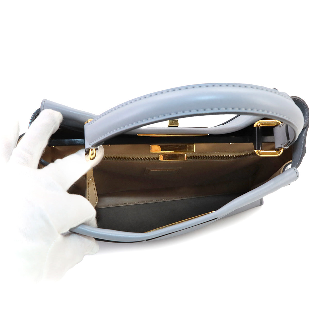 Peekaboo Regular Hand Shoulder Bag Leather Blue Gray 8BN290