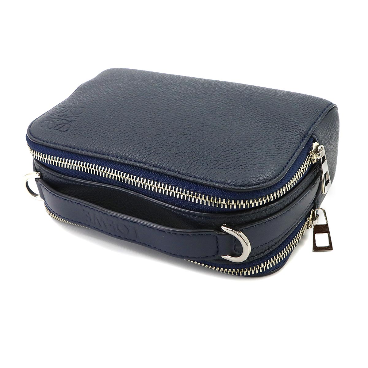 Mini Crossbody Camera Bag Hand Shoulder Bag Leather Navy Anagram