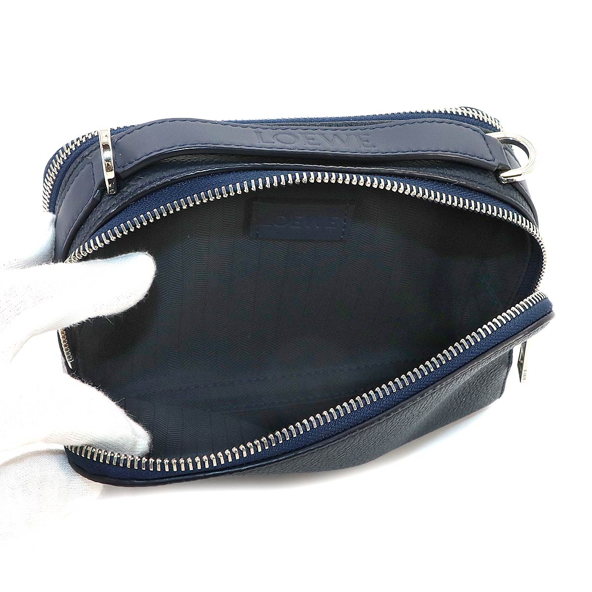 Mini Crossbody Camera Bag Hand Shoulder Bag Leather Navy Anagram