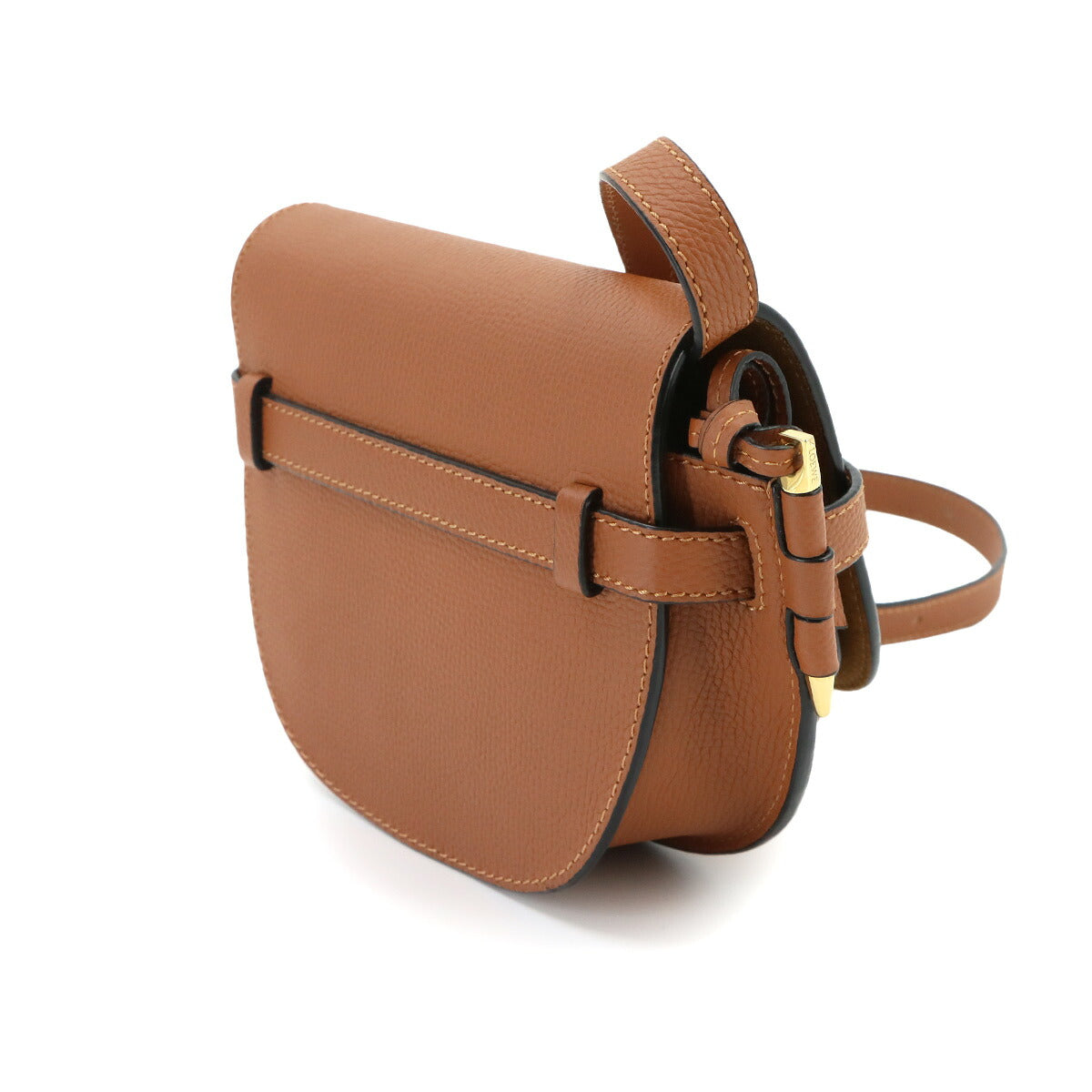 Mini Gate Dual Shoulder Bag Leather Tan Brown Purse