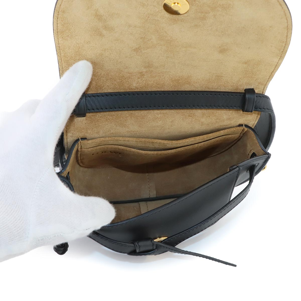 Mini Gate Dual Shoulder Bag Leather Black Purse