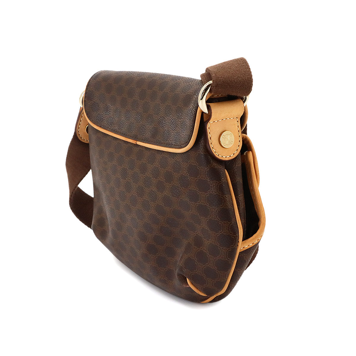 Macadam Shoulder Bag Leather PVC Brown Vintage Purse