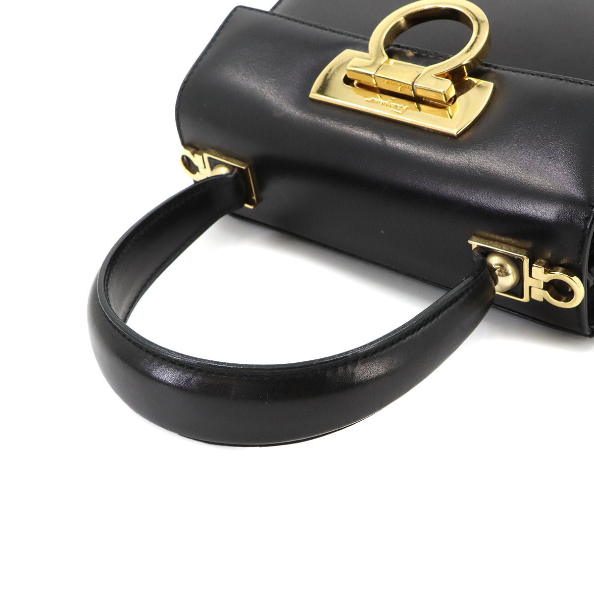 Gancini Hand Shoulder Bag Leather Black AQ212193