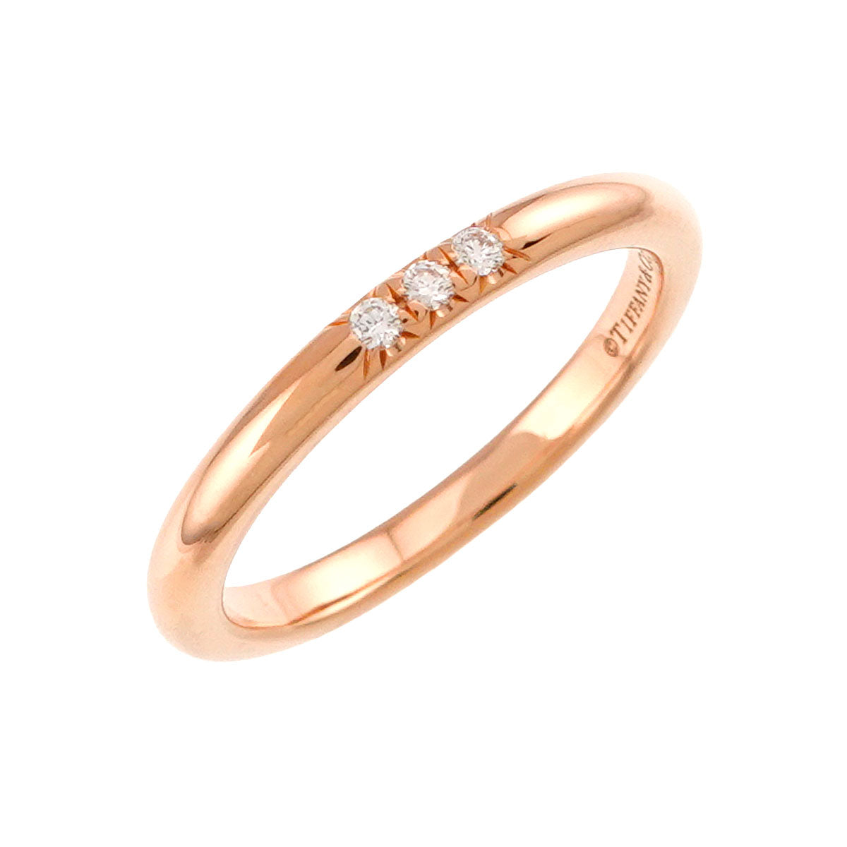 Diamond Ring 18K Pink Gold 750 Size3.75-4(US)