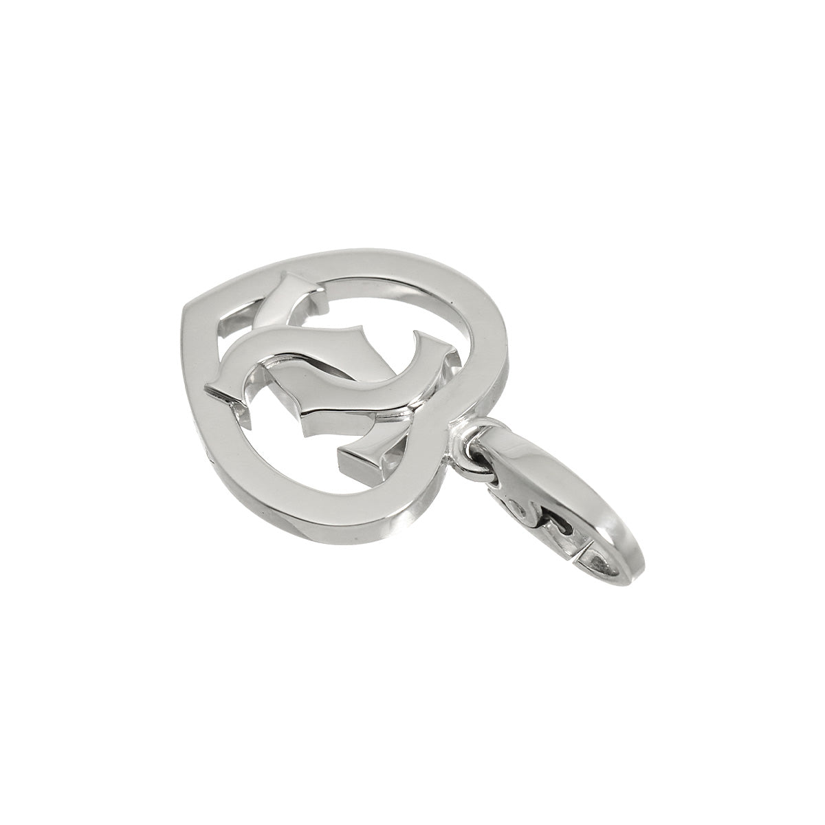 2C Heart Pendant Top Charm 18K White Gold 750