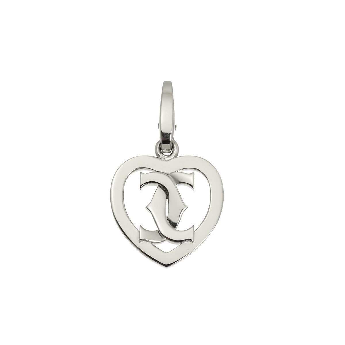 2C Heart Pendant Top Charm 18K White Gold 750