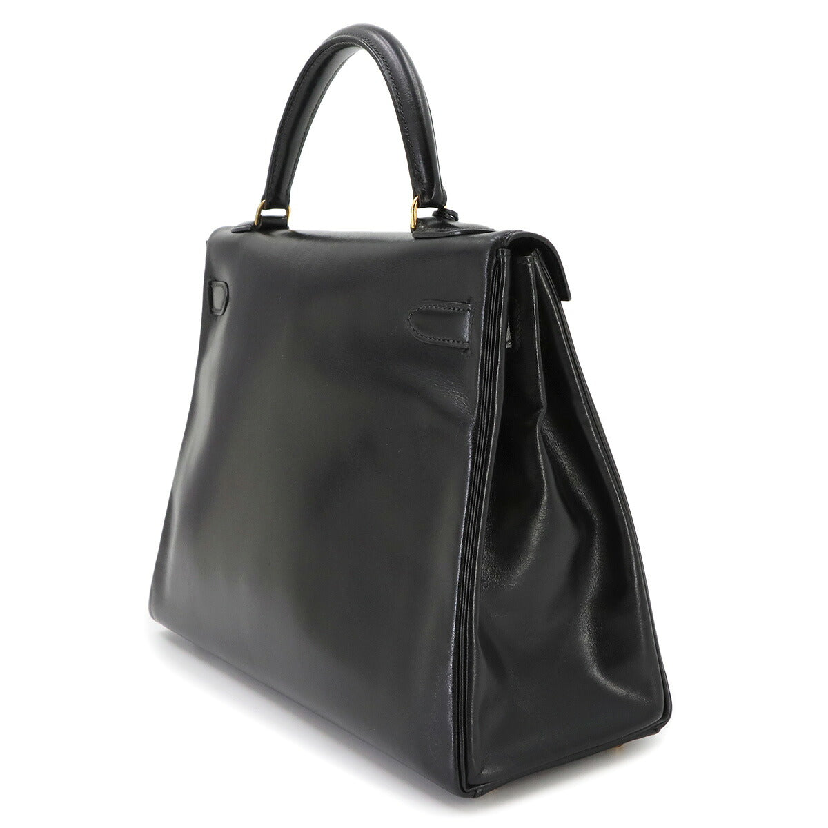 Kelly 32 Box calf Black Hand Shoulder Bag Vintage Purse