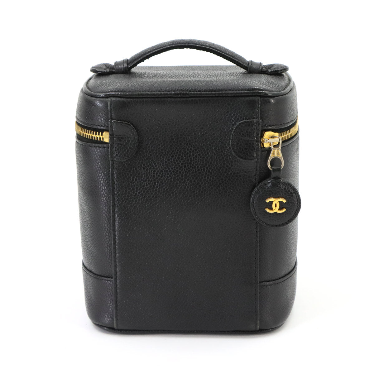 Vanity Hand Bag Leather Black A01998 Coco Logos Vintage Purse