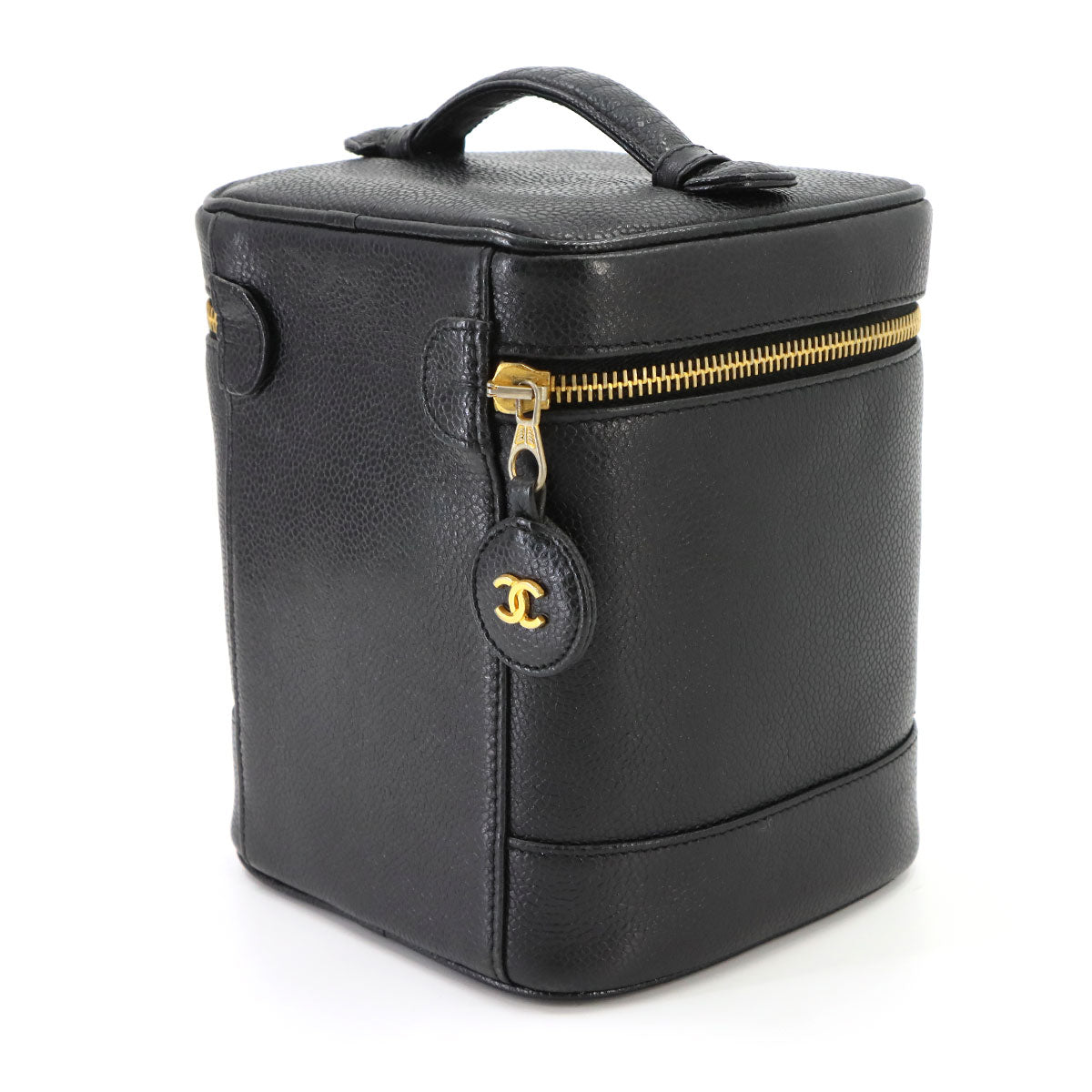 Vanity Hand Bag Leather Black A01998 Coco Logos Vintage Purse