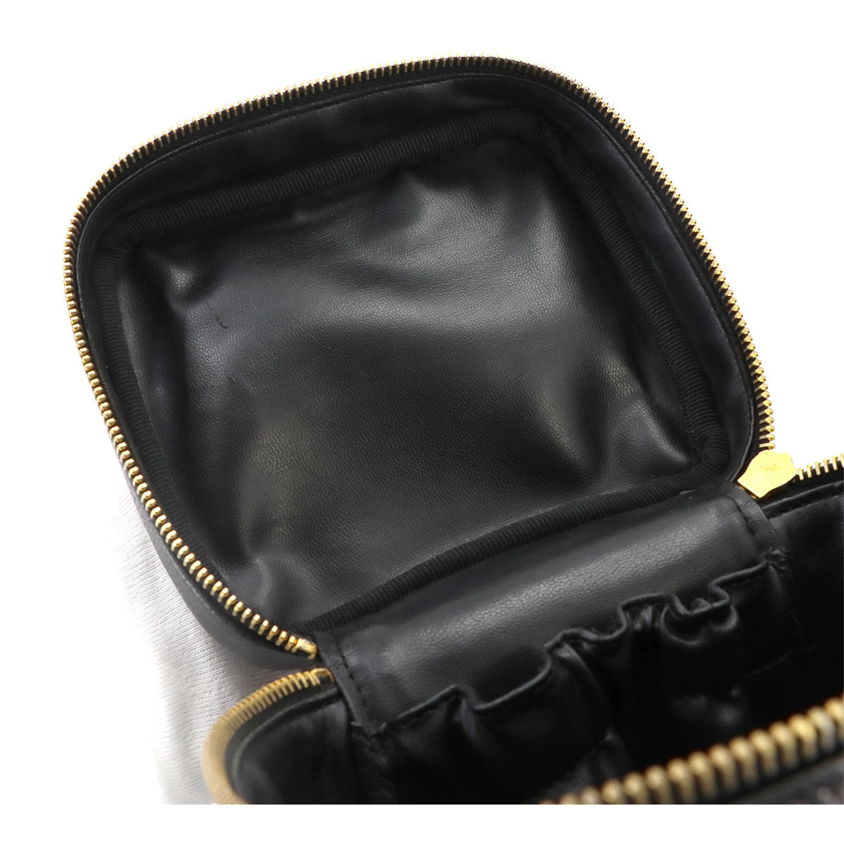 Vanity Hand Bag Leather Black A01998 Coco Logos Vintage Purse