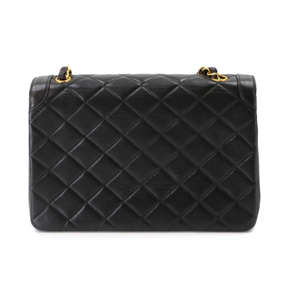 Matelasse Chain Shoulder Bag Leather Black Vintage