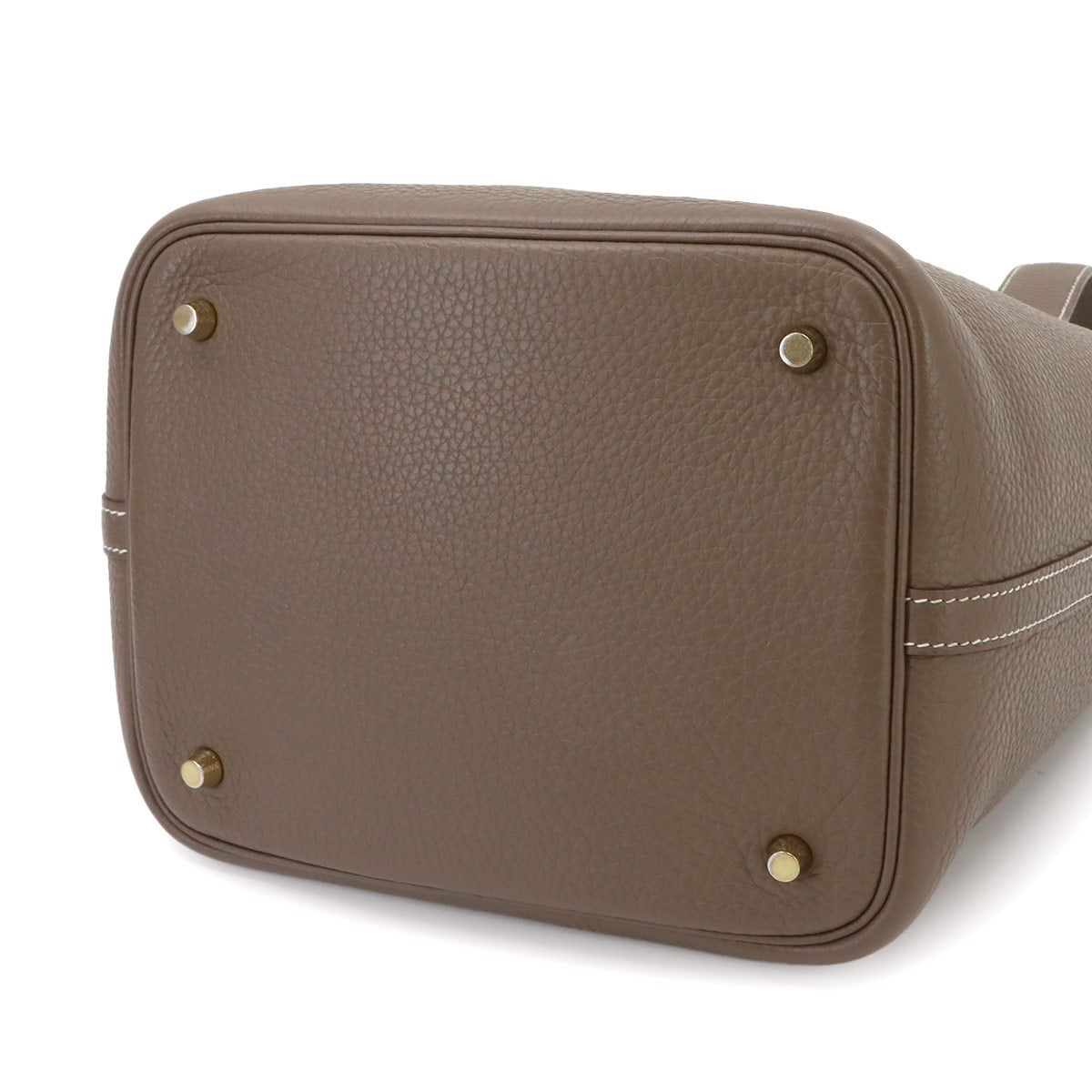 Picotin Lock MM Hand Bag Taurillon Clemence Etoupe Purse