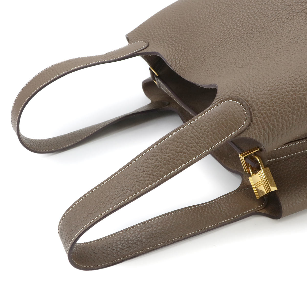 Picotin Lock MM Hand Bag Taurillon Clemence Etoupe Purse