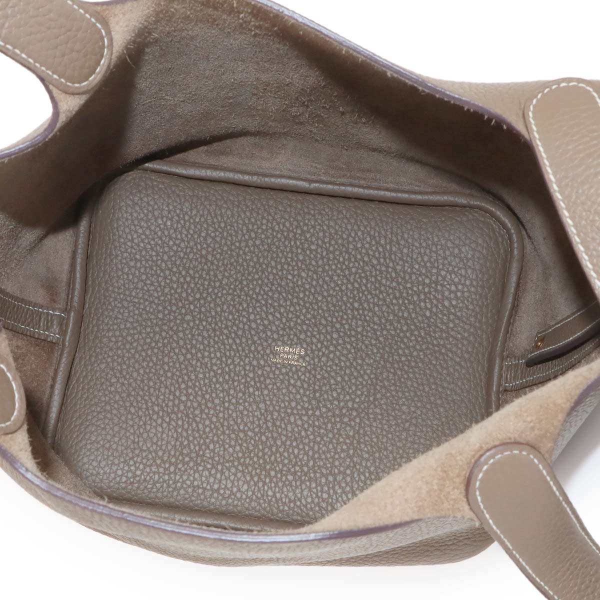 Picotin Lock MM Hand Bag Taurillon Clemence Etoupe Purse