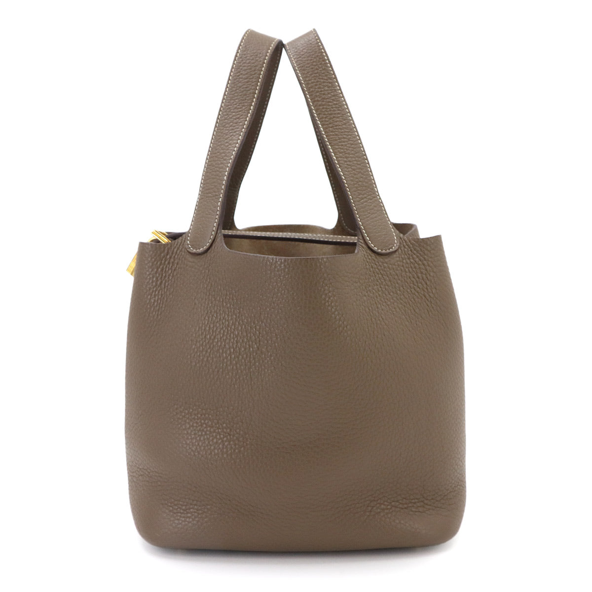 Picotin Lock MM Hand Bag Taurillon Clemence Etoupe Purse