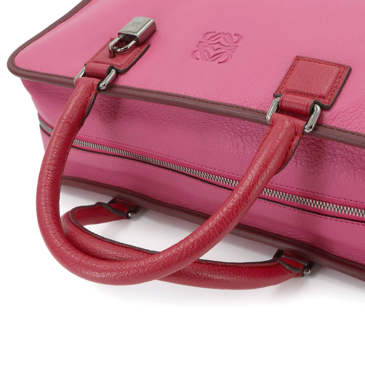 Amazona 36 Hand Bag Leather Pink Bordeaux Red Anagram Purse