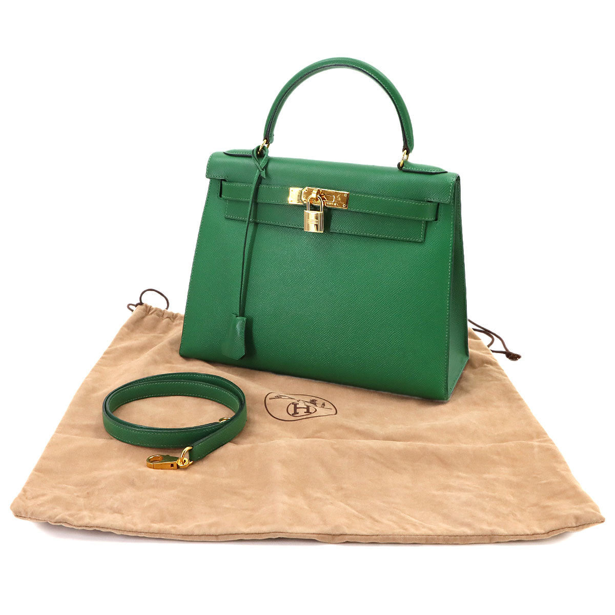 Kelly 28 Couchevel Epsom Vert Benghal Hand Shoulder Bag