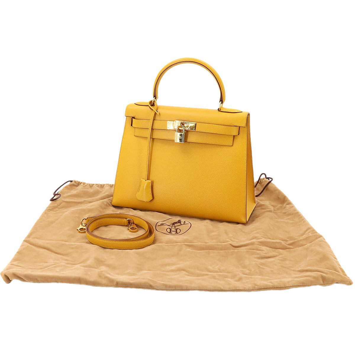 Kelly 28 Couchevel Epsom Jaune 2way Hand Shoulder Bag Purse
