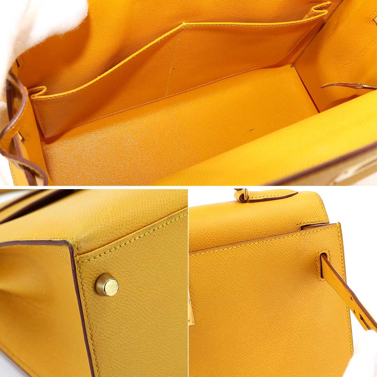 Kelly 28 Couchevel Epsom Jaune 2way Hand Shoulder Bag Purse
