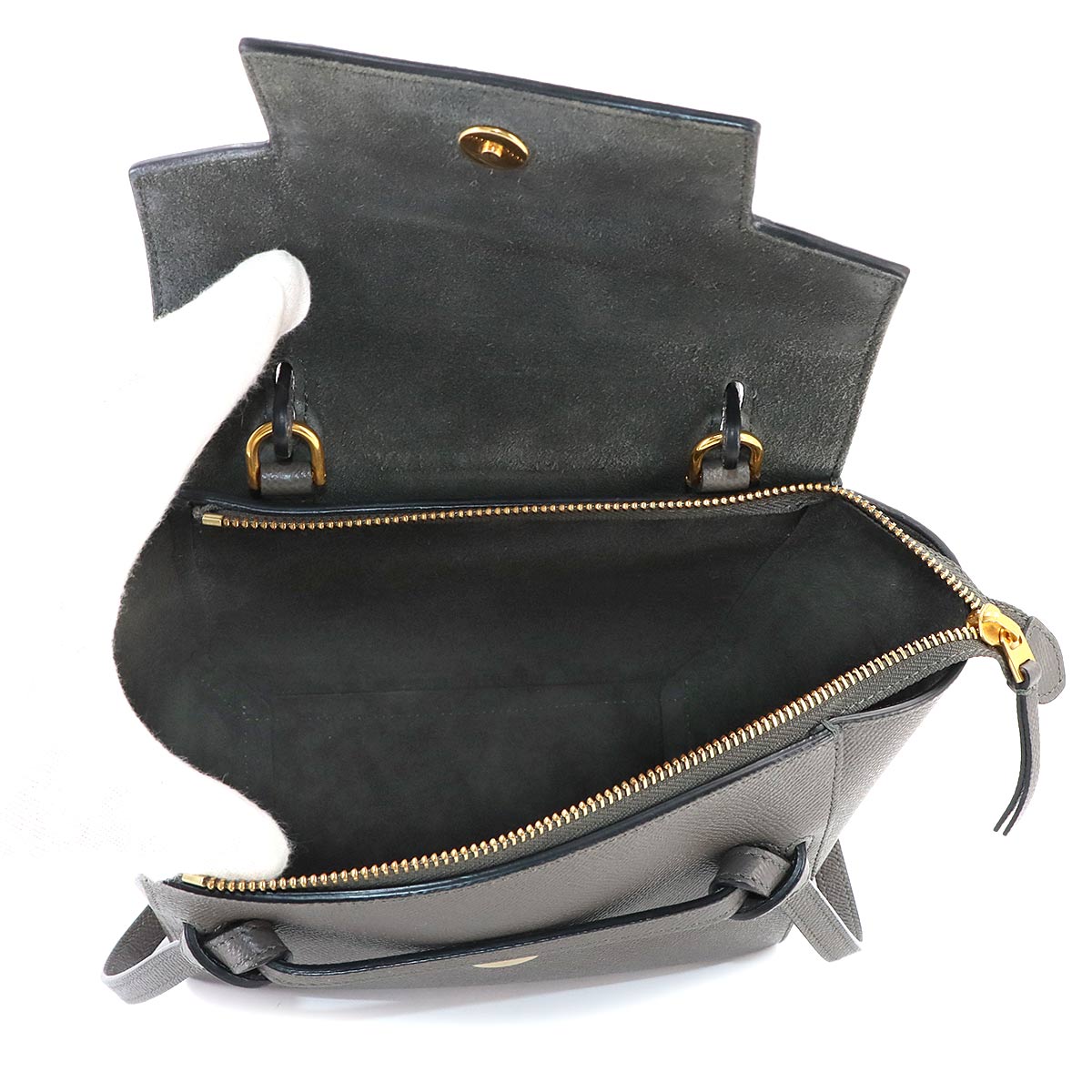 Belt Bag Nano 2way Hand Shoulder Bag Leather Gray 189003