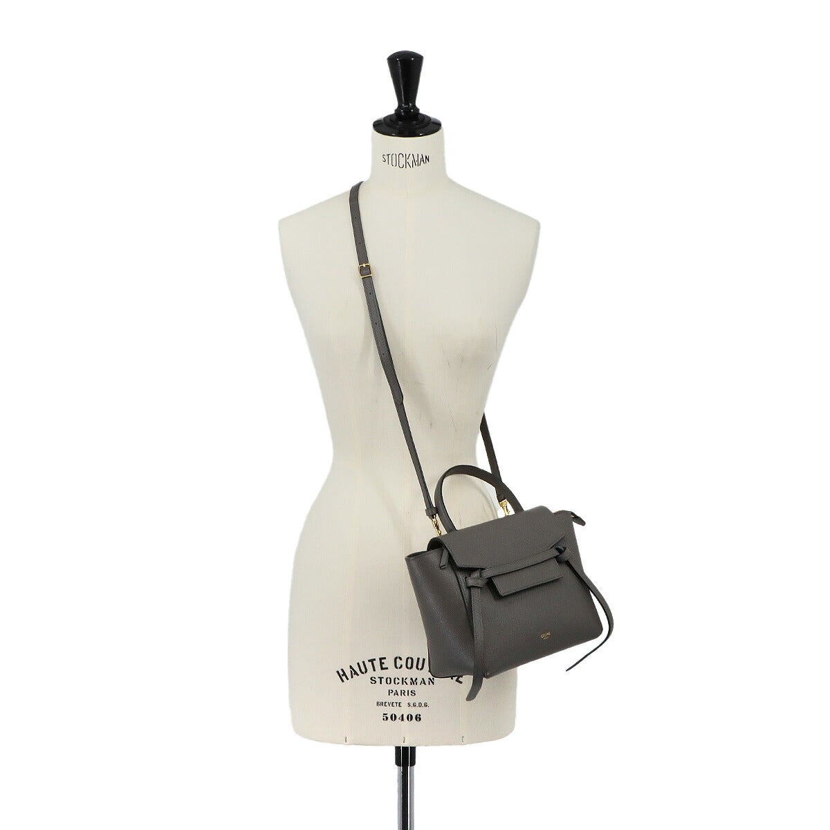 Belt Bag Nano 2way Hand Shoulder Bag Leather Gray 189003