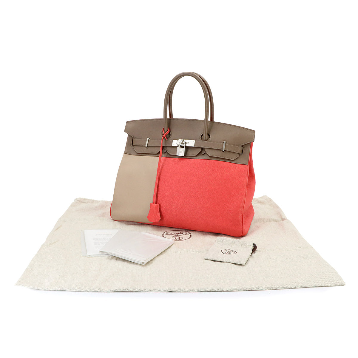 Birkin 35 Casaque Hand Bag Taurillon Clemence Swift Rose Jaipur