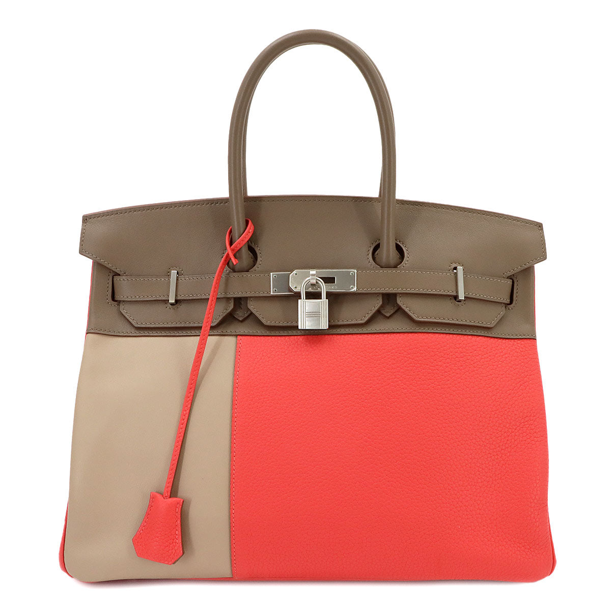 Birkin 35 Casaque Hand Bag Taurillon Clemence Swift Rose Jaipur