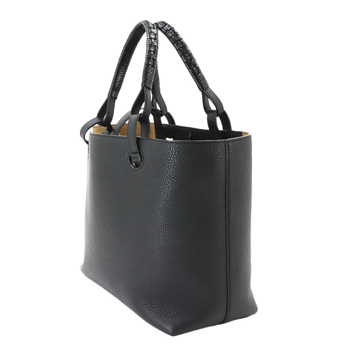 Anagram Small Tote Bag Leather Black Purse