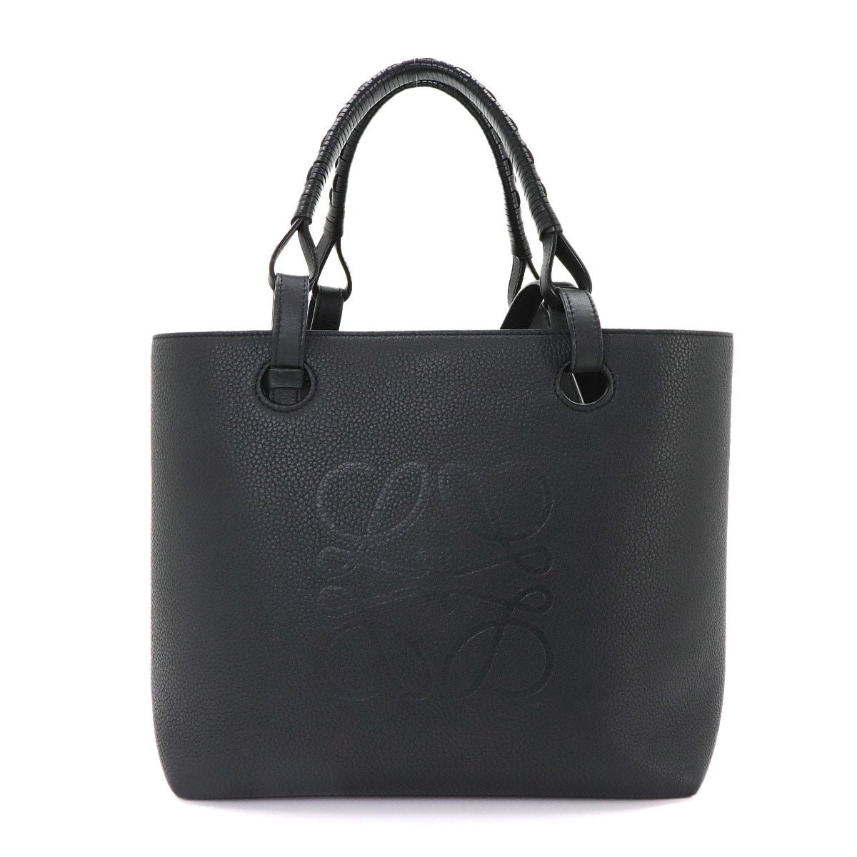 Anagram Small Tote Bag Leather Black Purse